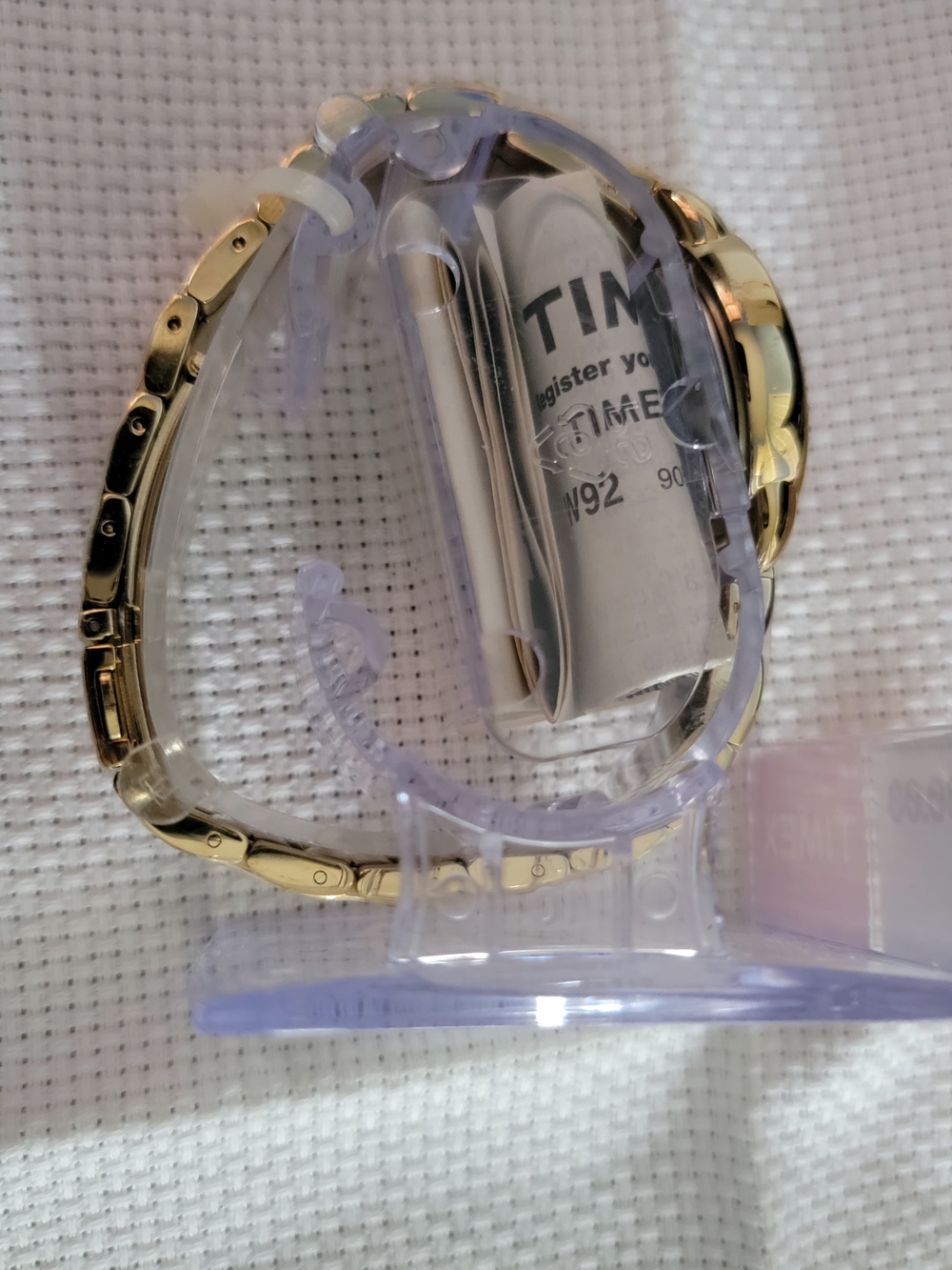 Timex Women's Gold Bracelet Watch with Crystal Bezel and Floral Dial - Picture 3 of 7